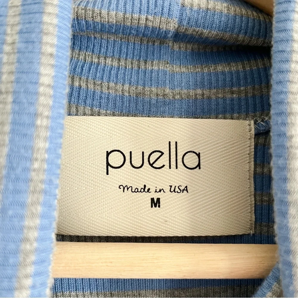 Anthropologie Puella Striped Blue Grey Gray Sleeveless Turtleneck Top Women’s M - Picture 13 of 15